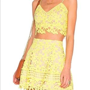 Lovers + friends yellow lace set - S